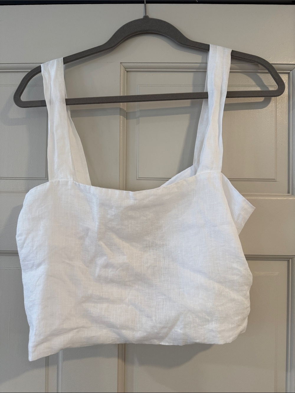 l*space White Linen Crop Tank